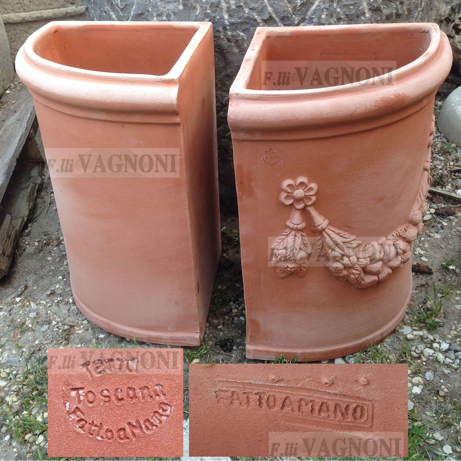 VASO ANGOLARE IN TERRACOTTA TOSCANA CM. 61